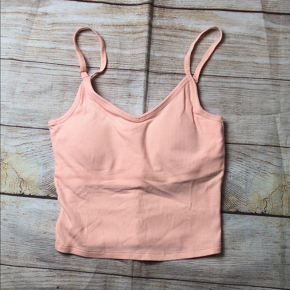 PINK Victoria's Secret Coral Cropped Ribbed Camisole‎